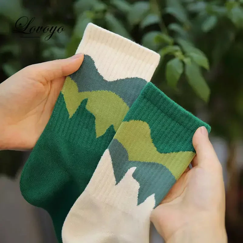 INS Fashion Socks Hip Hop Skateboard Striped Mid Tube Socks Solid Color Breathable Cotton Sock Women Cute Socks