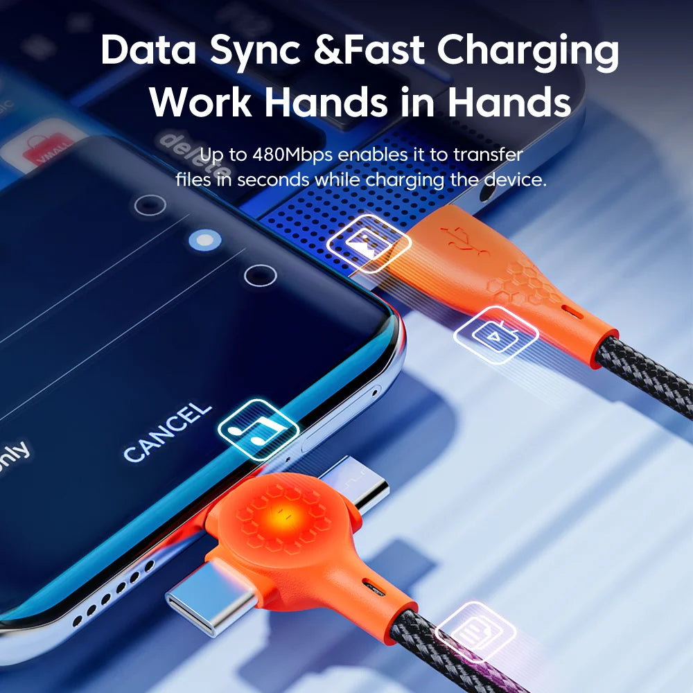 66W 3 in 1 Fast Charging Cable USB to Micro Type C IOS Cable For iPhone Xiaomi Huawei Mobile Phone Multi Charger Cable USB Cable