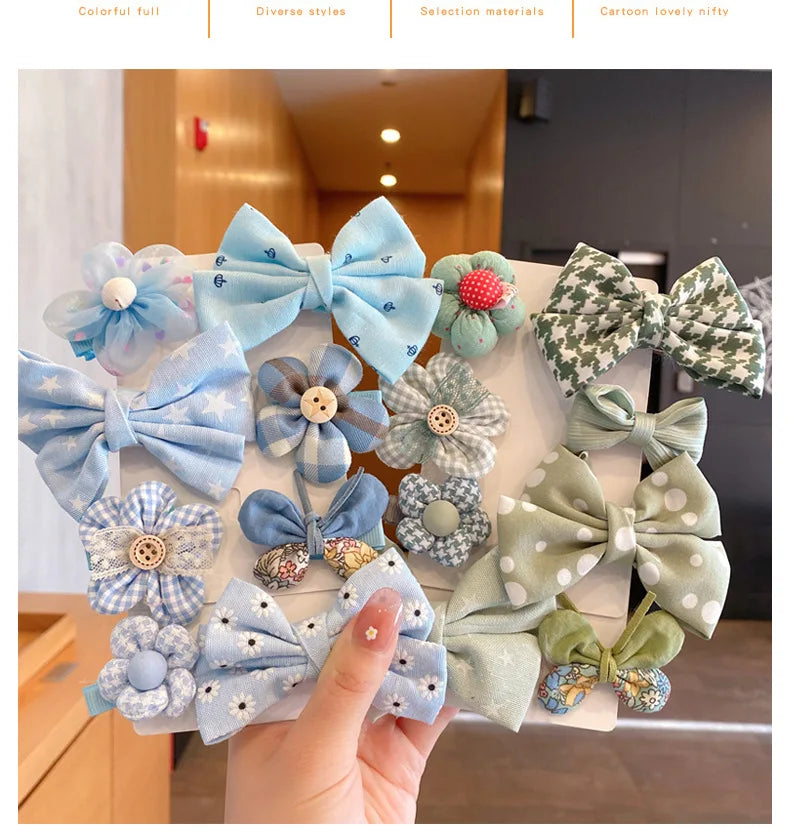 [8-Piece Set] Children's Bow Summer Hairpin Girls Hair Accessories 2022 New Clip Sweet Cute Baby Princess Headwear
