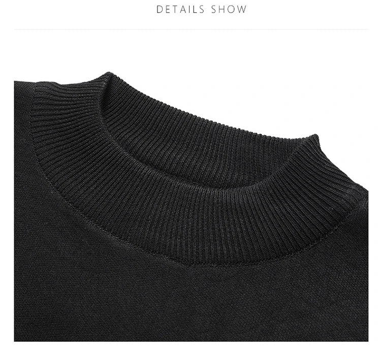 Winter Men's Half High Neck Sweater Pullover Warm Underlay Thickened Knitwear Korean Trend Long Sleeve Clothing for Autumn 4XL