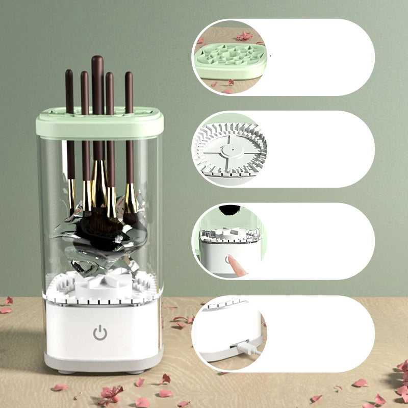 Automatic Electric Makeup Brush Cleaner Update 3 In 1 Type C-Charging Cosmetic Brush Washing Drying Tools Make Up Brush Cleaner