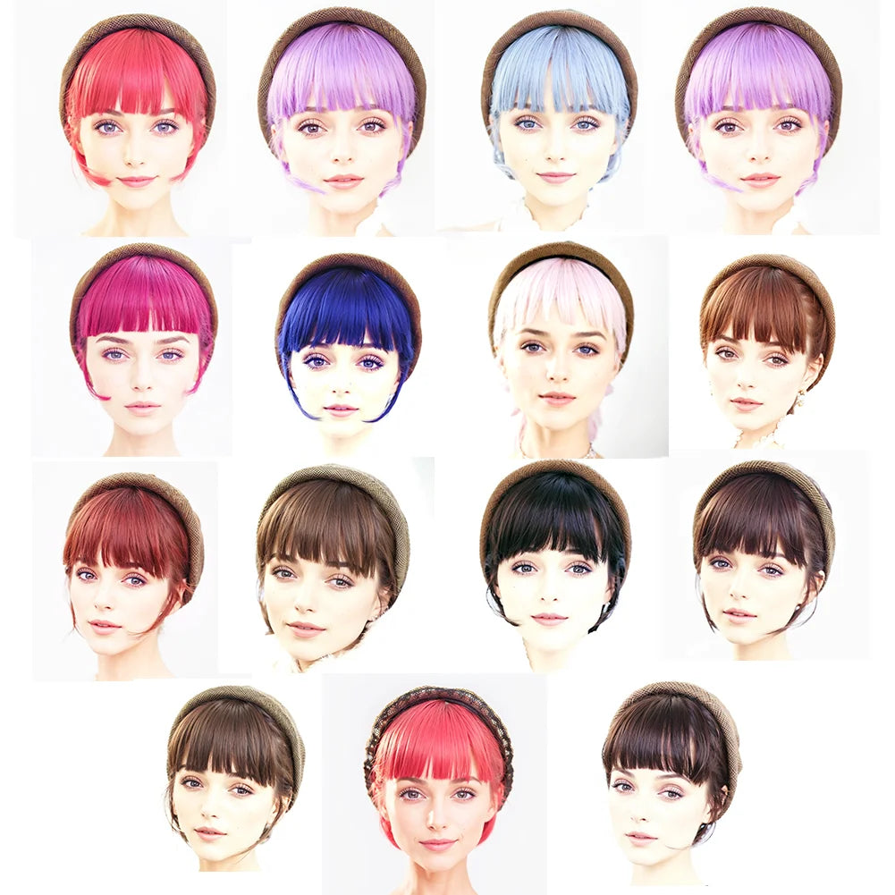 Detachable Magic Paste Headband Synthetic Fake Bangs Hair , Synthetic Wigs Headband  Bangs for Women Girls
