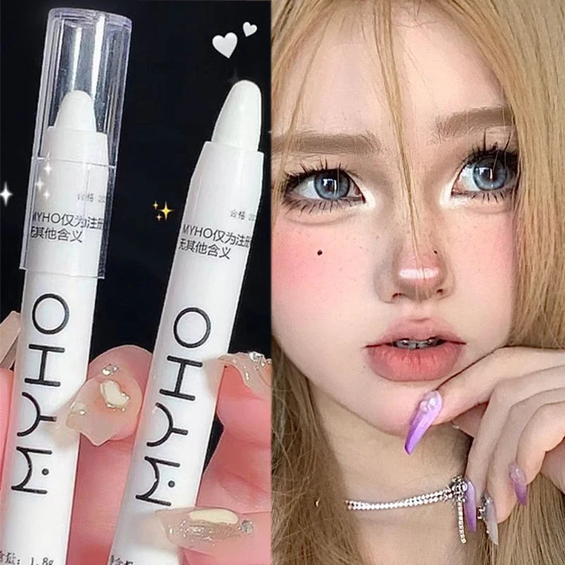 Glitter Highlighter Pen Waterproof Pearlescent Matte White Sliver Diamond Brighten Lying Silkworm Eyeshadow Stick Facial Makeup