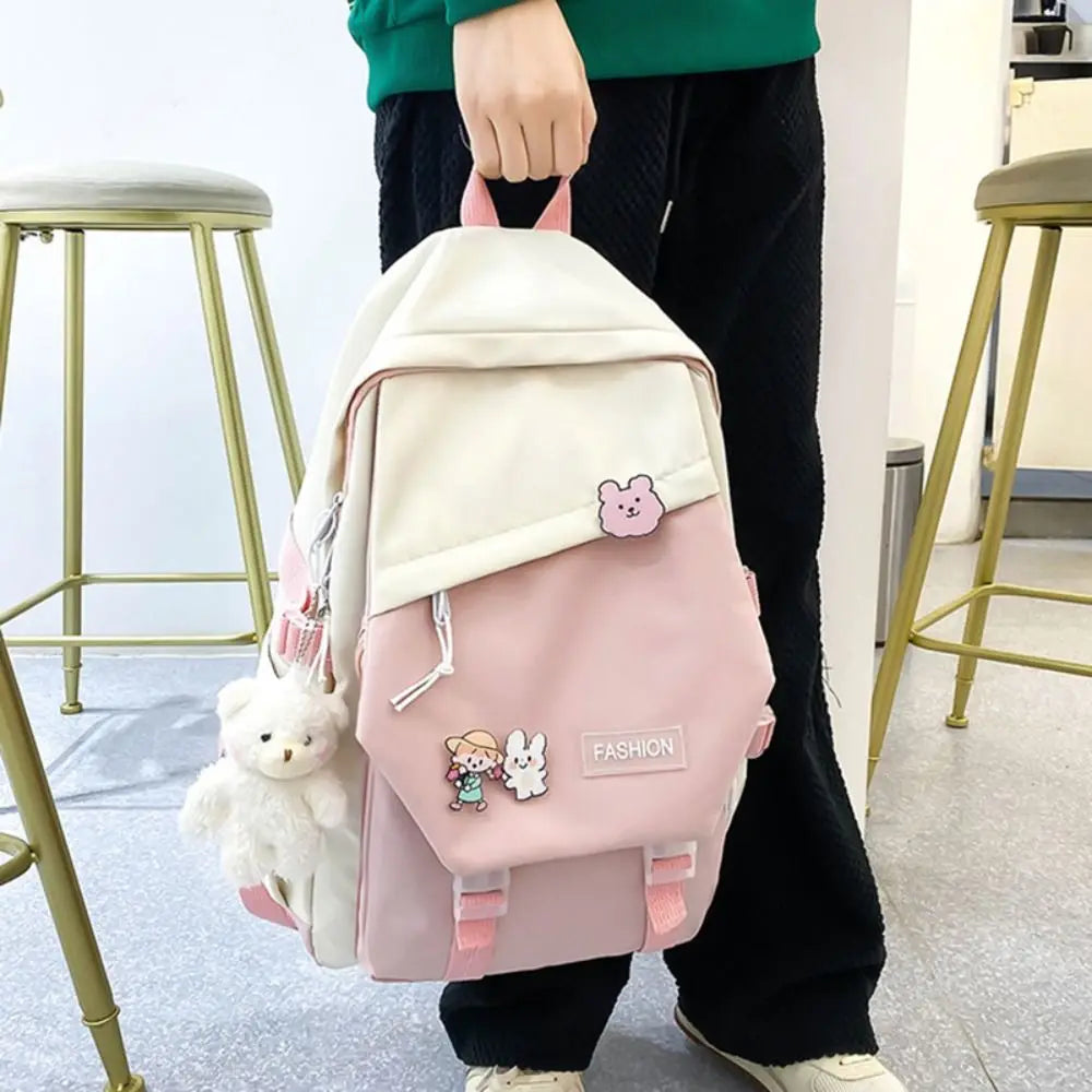 Nylon Book Bag Large Capacity Teenage College Backpack Fashion School Bag Cute Girls Boys Travel Backbag College Bag Waterproof