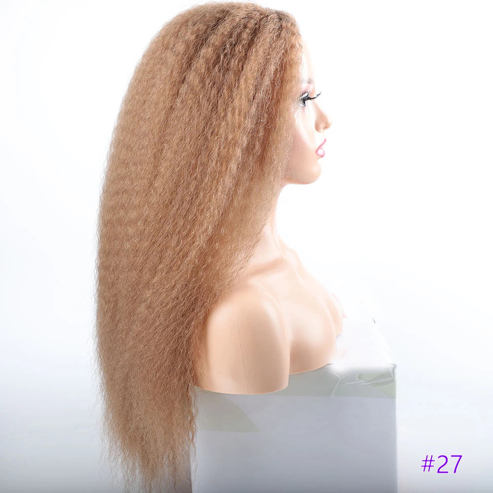 Long Puffy Kinky Curly Synthetic Wigs for Women Black Brown Color Synthetic Curly Hair Wigs Afro Kinky Curly Synthetic Hair Wigs