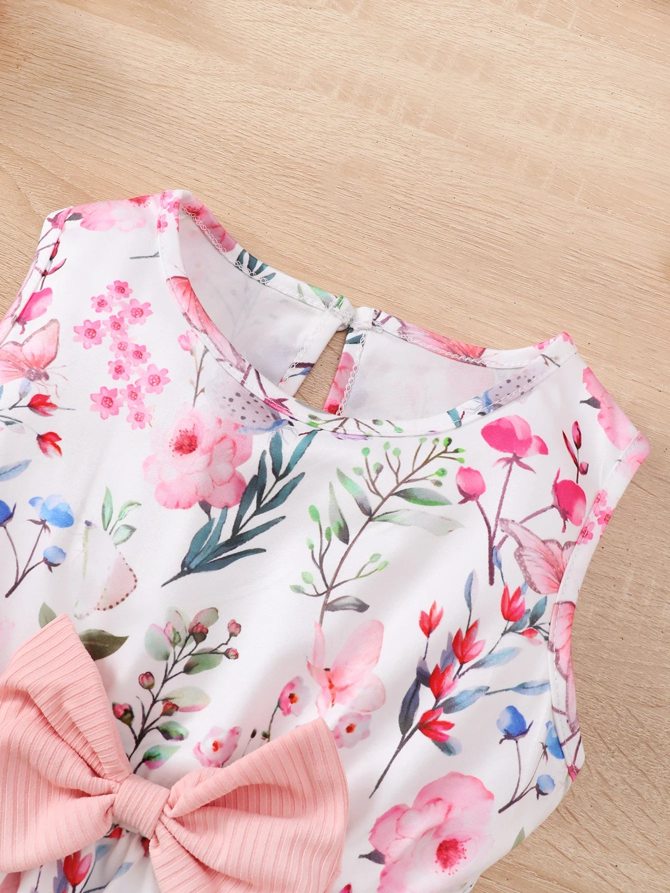 4-7 Years Kids Girls 2PCS Dress Set Solid Knitted Overcoat+Floral Sleeveless Dress with Belt Photography Style Princess Clothing