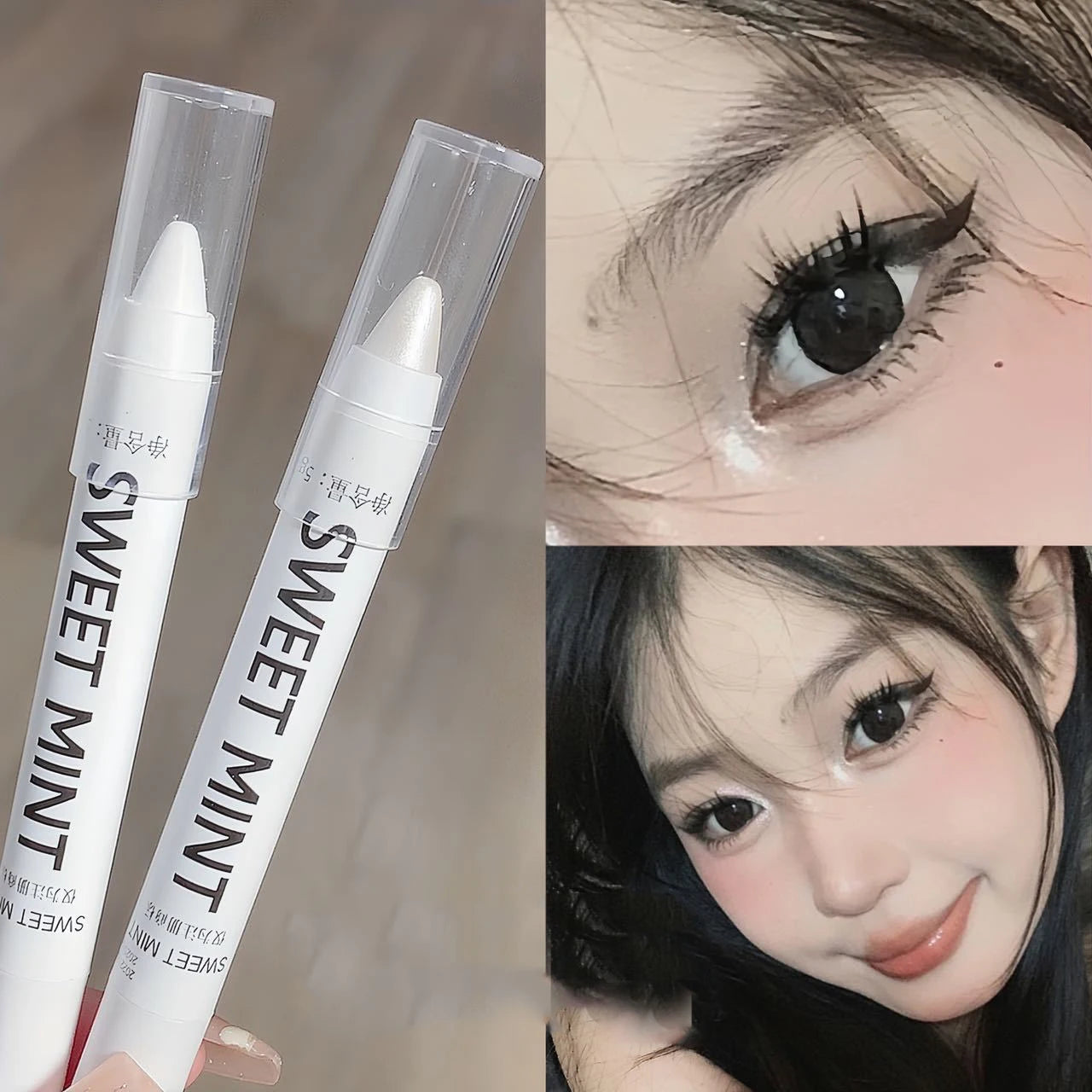 Glitter Highlighter Pen Waterproof Pearlescent Matte White Sliver Diamond Brighten Lying Silkworm Eyeshadow Stick Facial Makeup
