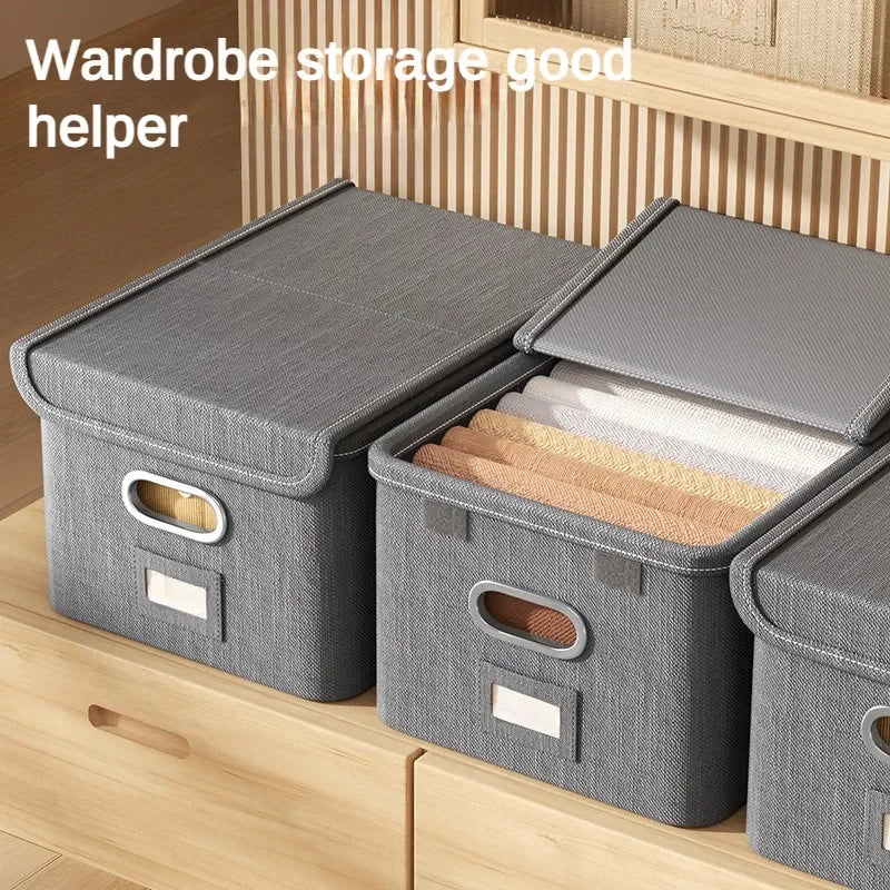 Cation Folding Conjoined Lid Organiser Large Capacity Flip Lid Organiser Household Clothes Organiser Wardrobe Storage Boxes
