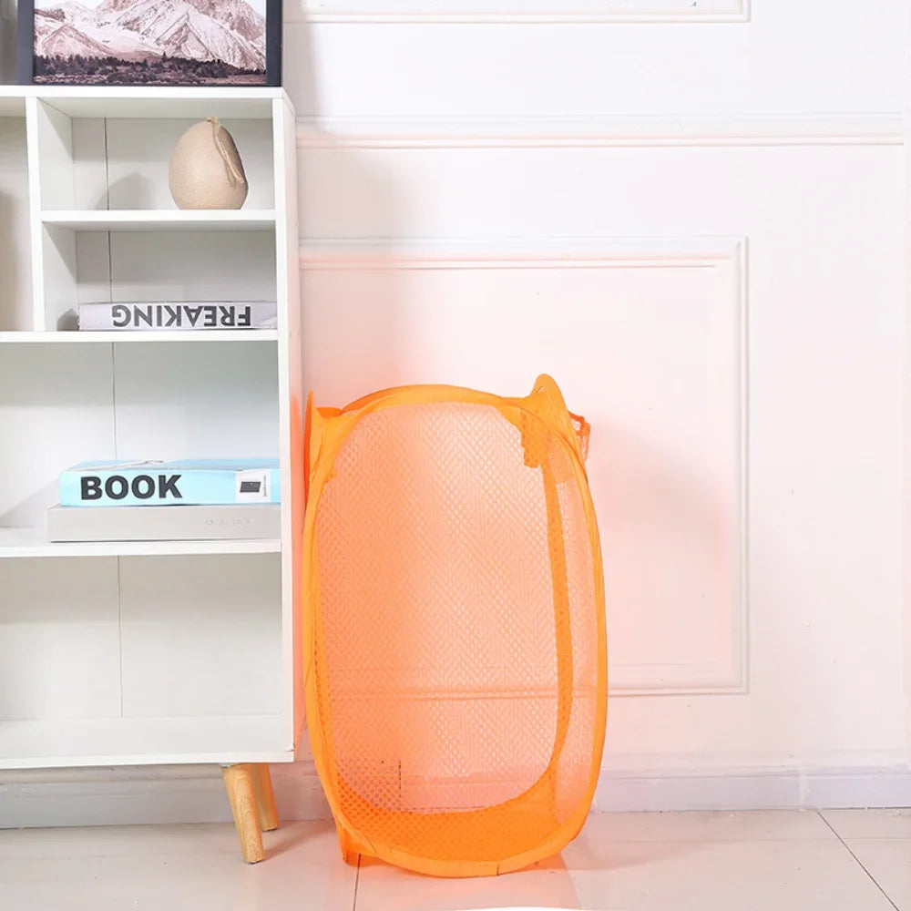 Hot 2PCS Folding Household Laundry Storage Basket Mesh Dirty Clothes Storage BasketToy Storage Bag Household Storage Bucket