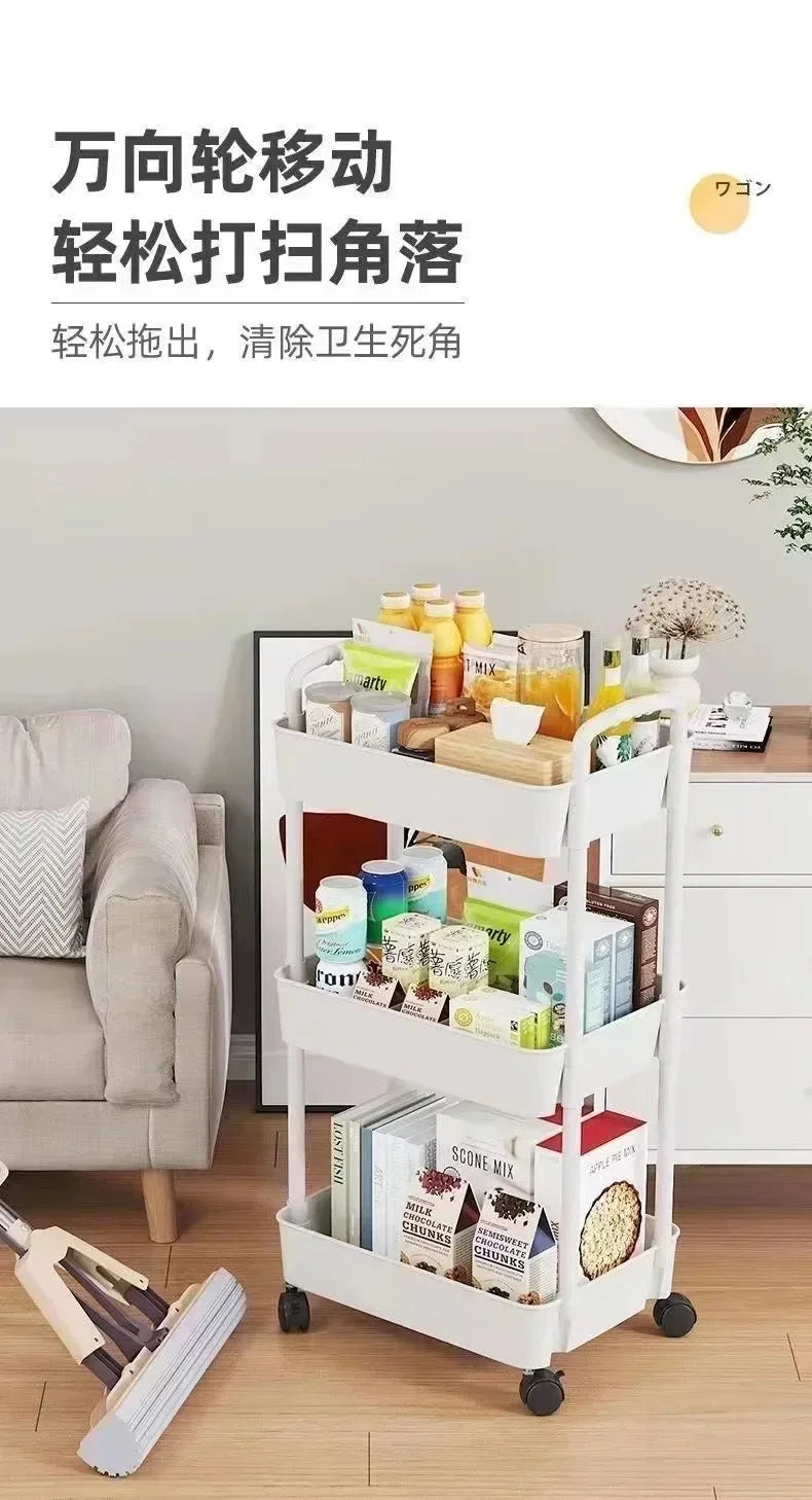 Household Multi-layer Small Cart Storage Rack Floor To Floor Kitchen Bedroom Bathroom Storage Rack Storage Rack With Wheels