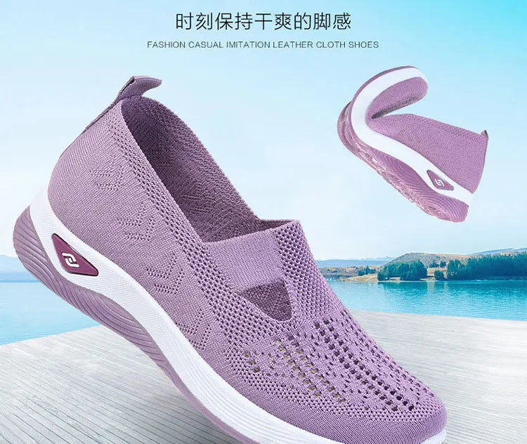 New Sports Shoes Women's Shoes Versatile Lightweight Anti Slip Casual Running Women's Mesh Breathable Flat Sole Zapatos De Mujer