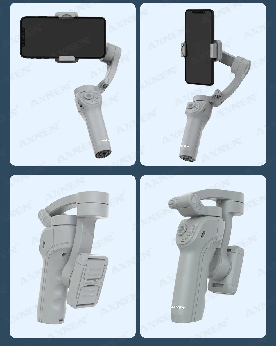 Handheld 3-Axis Smartphone Gimbal Stabilizer with Anti-Shake, Built-in Fill Light, Ideal for iPhone Android Vlogging and Tiktok