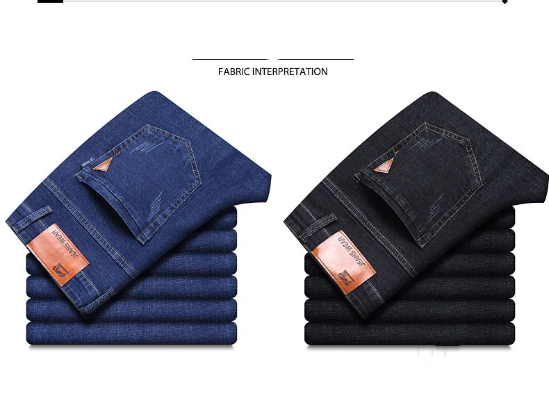 2024 New Men Classic Style Luxury Brand High-Quality Jeans Business Casual Stretch Slim Denim Pants Fashion Blue Black Trousers