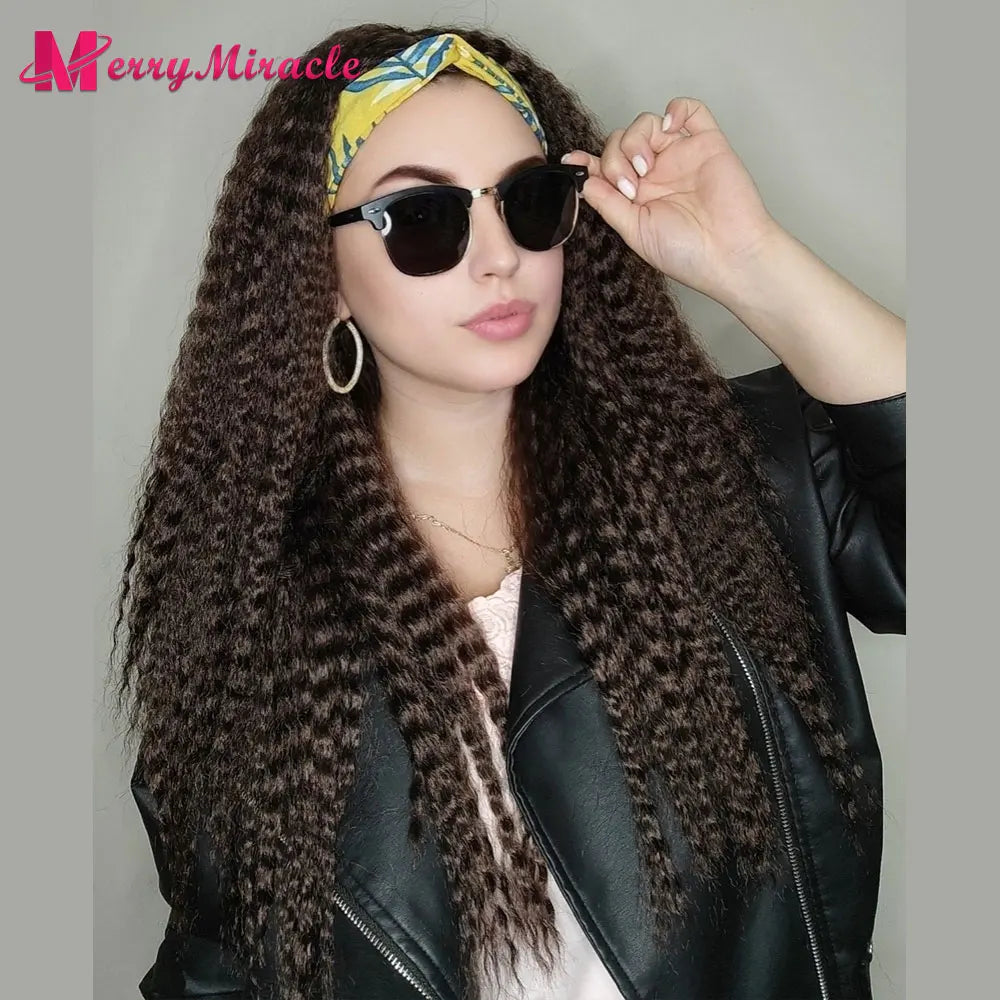Long Kinky Curly Ombre Color Synthetic Wigs for Black Women Black Blonde Ginger White Hair Afro Kinky Curly Synthetic Hair Wigs
