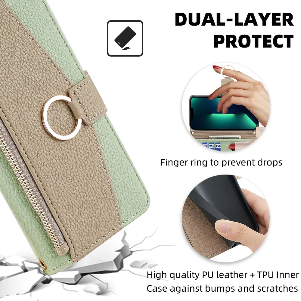 New Fashionable Multi-color Patchwork Flip Leather Phone Case with Lanyard Nokia C12 Pro X10-X20 G21-G11 G10-G20 C20 1.4