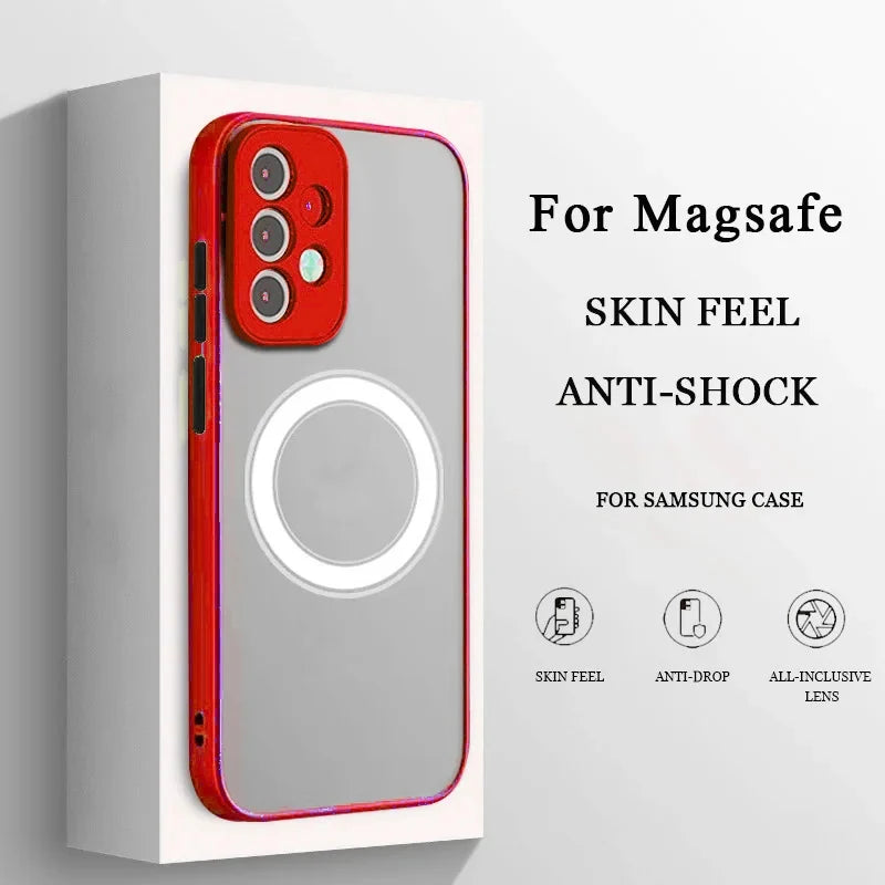 Luxury Matte Frosted For Magsafe Magnetic Wireless Charging Case For Samsung Galaxy S23 S22 S21 Ultra Plus Shockproof Hard Cover