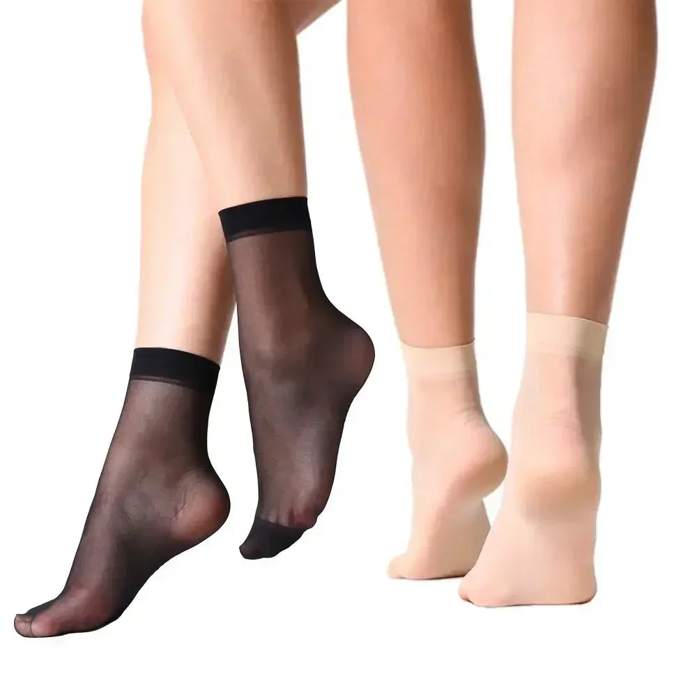 Summer Socks Skin Color Transparent Ultrathin Women Crystal Silk Socks Nylon Ladies Female Summer Short Ankle Sock Meias