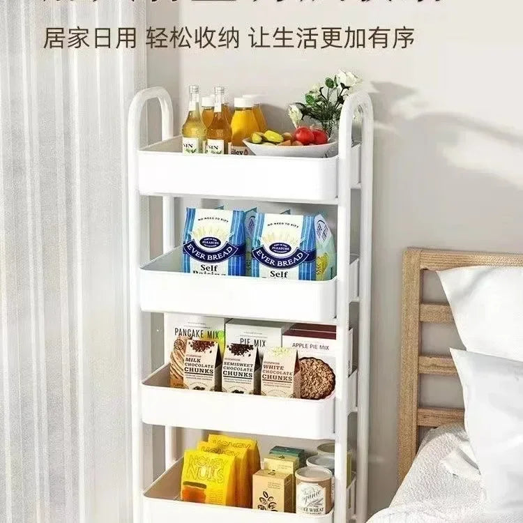 Household Multi-layer Small Cart Storage Rack Floor To Floor Kitchen Bedroom Bathroom Storage Rack Storage Rack With Wheels