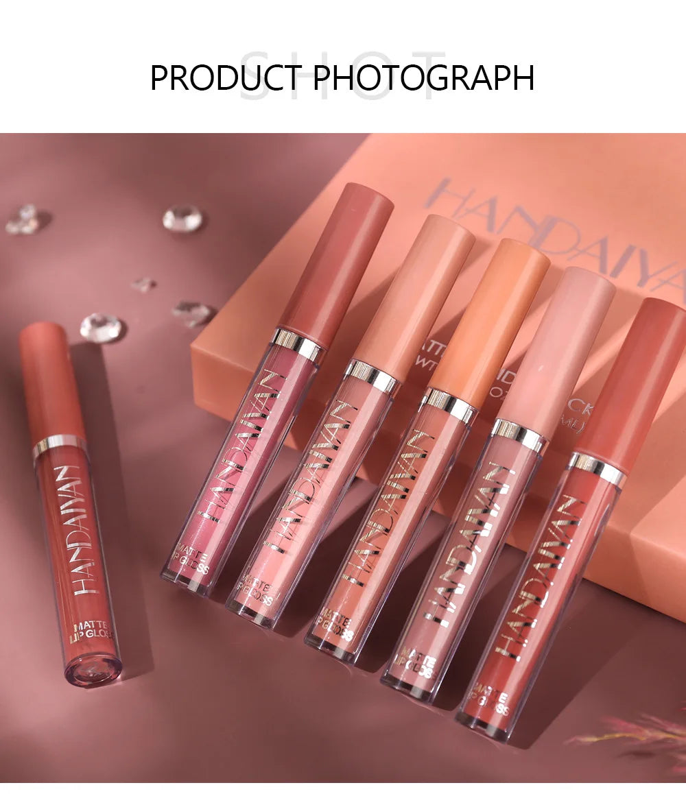 6Pcs Makeup Lipstick Liquid Velvet Matte Gloss Lip Red Lipstick Nude Women Long Lasting Waterproof Beauty Cosmetic Kit