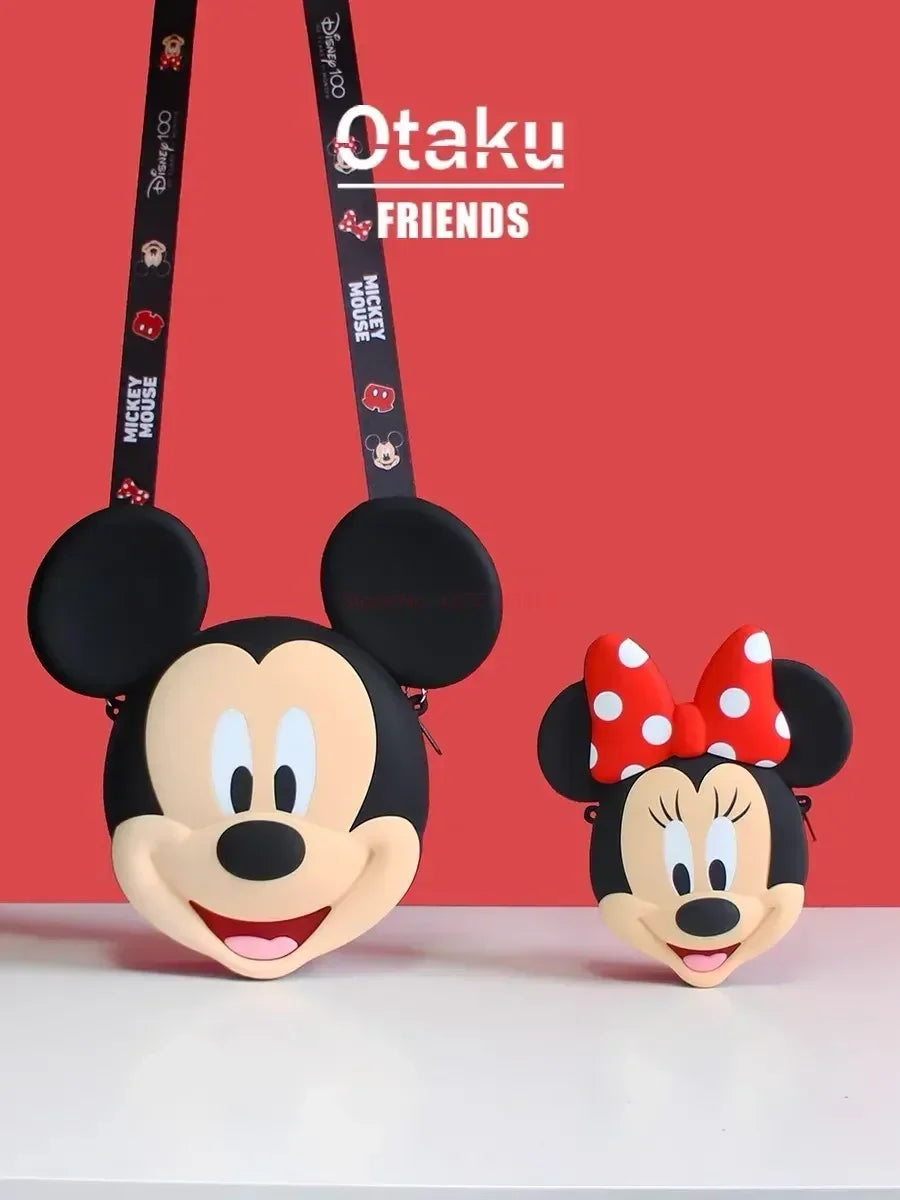 Original Disney Anime Kawaii Minnie Mickey Mouse Silicone One Shoulder Bag Leisure Fashion Zero Purse Birthday Gift For Girl