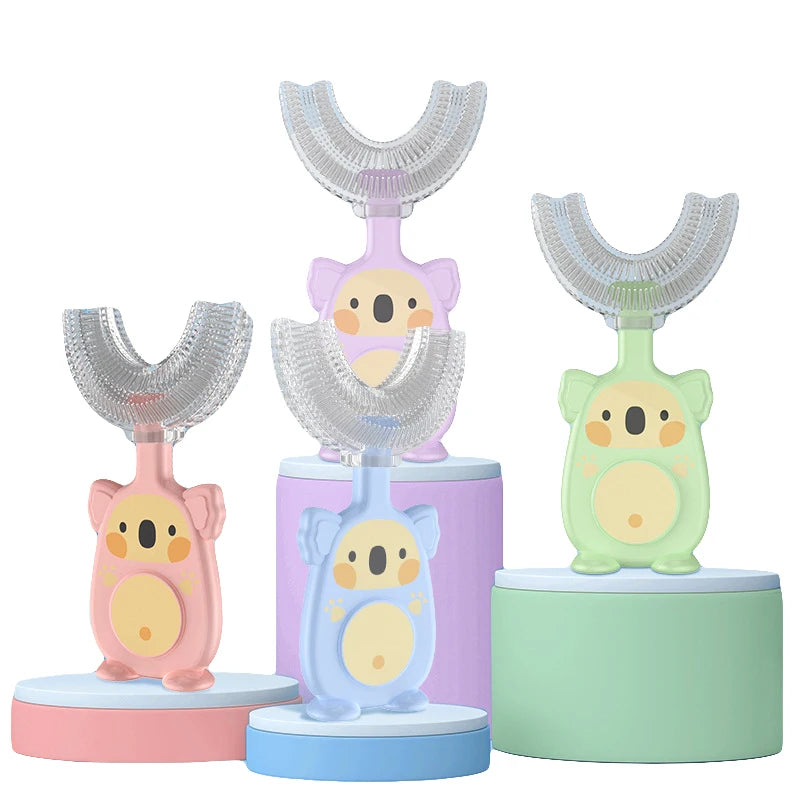 Baby Toothbrush 360 Degree U-Shaped Cartoon Toothbrush Infant Teether Children Silicone Brush for Toddlers Oral Care Cleaning