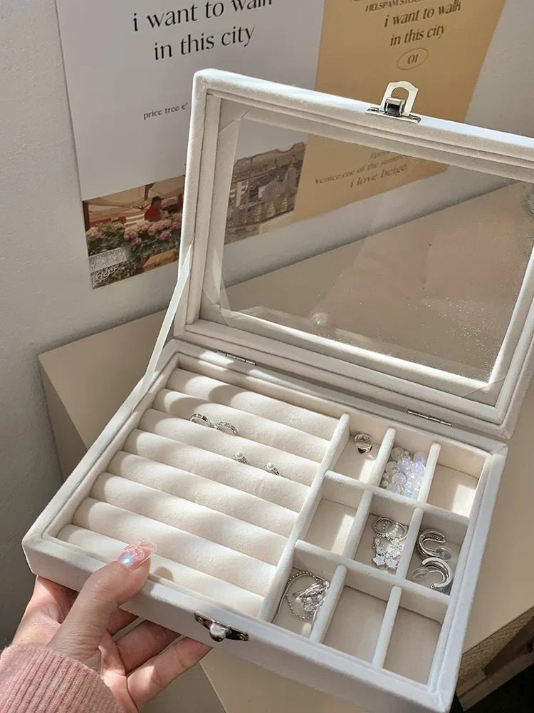 Jewelry Storage Box Earring Ring Necklace Organizers Storage Transparent Jewlery Holder Display Box for Jewelry  Classification