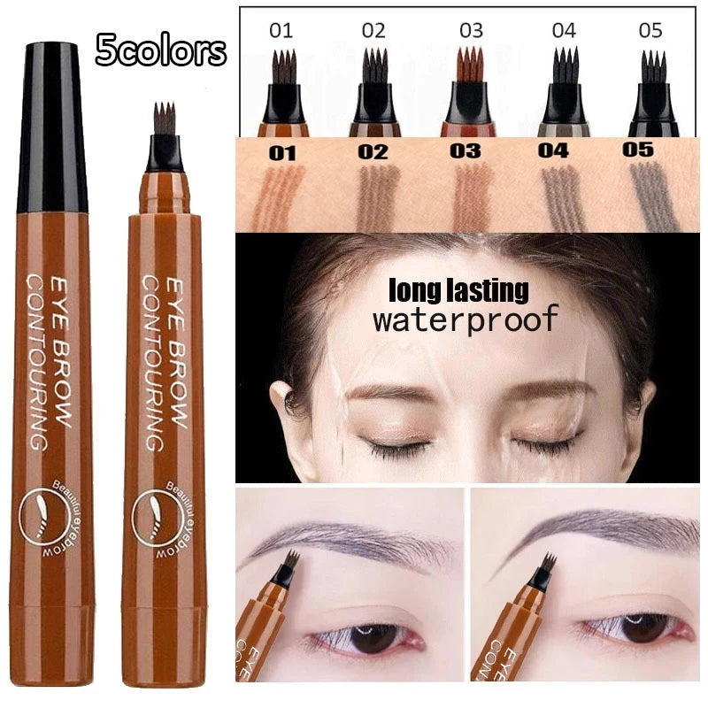 5 Colors Eyebrow Pen Waterproof Long Lasting Natural Dark Brown Black Eye Brow Pencil Cosmetics Beauty Women Makeup Eye Brow