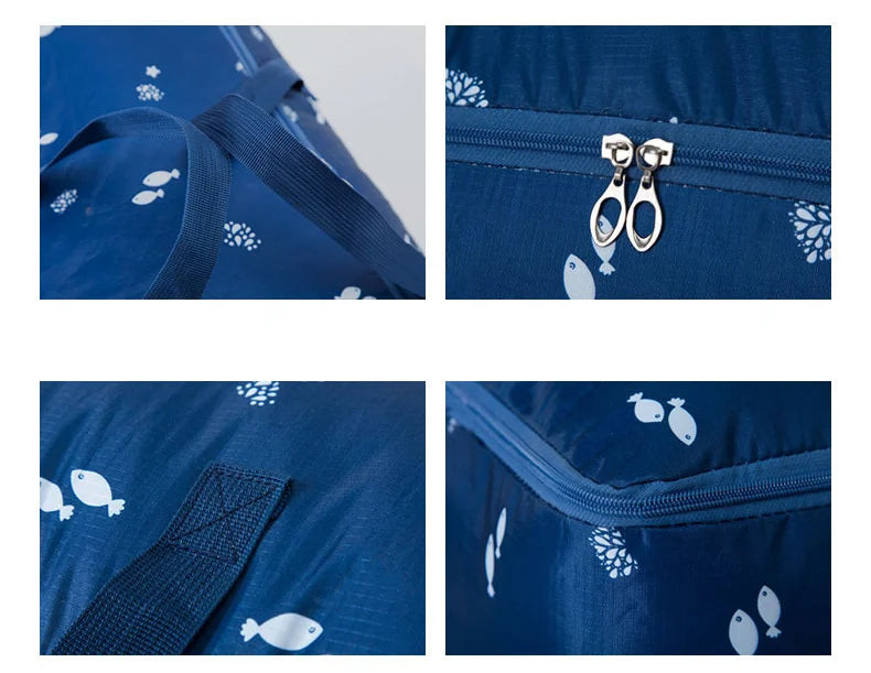 Quilt Storage Bag Cat Little Fish Rocket Pattern Quilt Storage Bag Oxford Material Moving Clothing Storage Bag Travel Organizer
