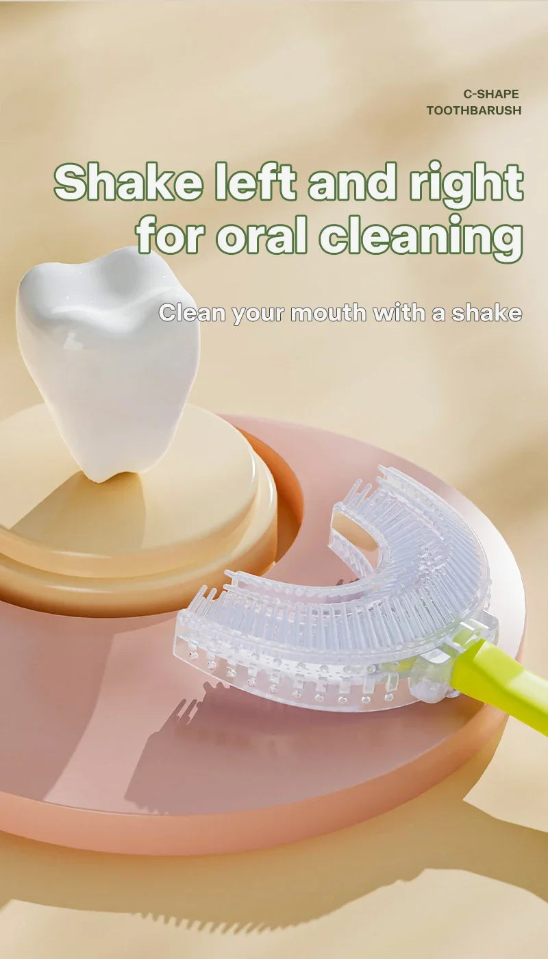 Kids Cartoon Baby Toothbrush Children 360 Degree U Shaped Teeth Brush Oral Care Cleaning Brush Silicone Toothbrush for 2-12Y