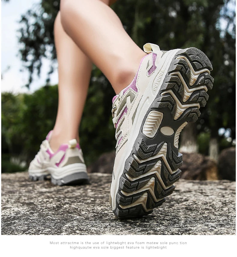 2023 Women Outdoor Casual Shoes Summer Breathable Mesh Hiking Sneakers Female Light Trekking Footwear Flat Fashion Climbing Work