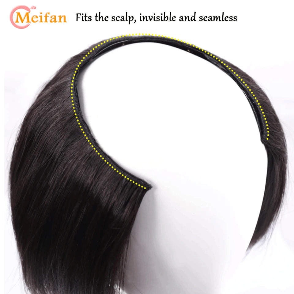 MEIFAN Synthetic Long Straight U-Shaped Half Wig Hair Clip in One-piece Hair Extension Invisible Natural Fake Hairpiece for Wome