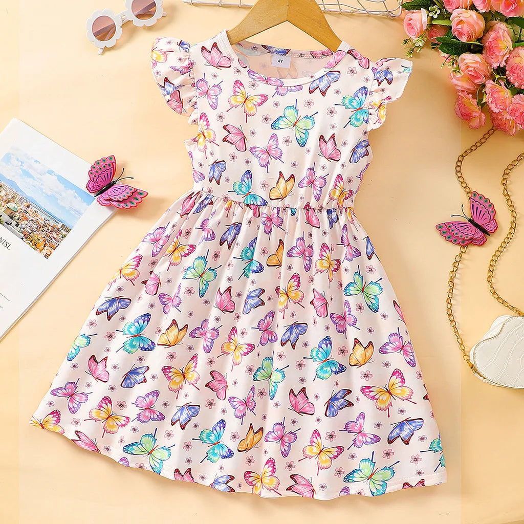 Graphic Dress Kids Girl Clothes Sleeveless 3 4 5 6 7 Y Summer Fashion Casual Super Cute Graphic Children Birthday Party Clothing