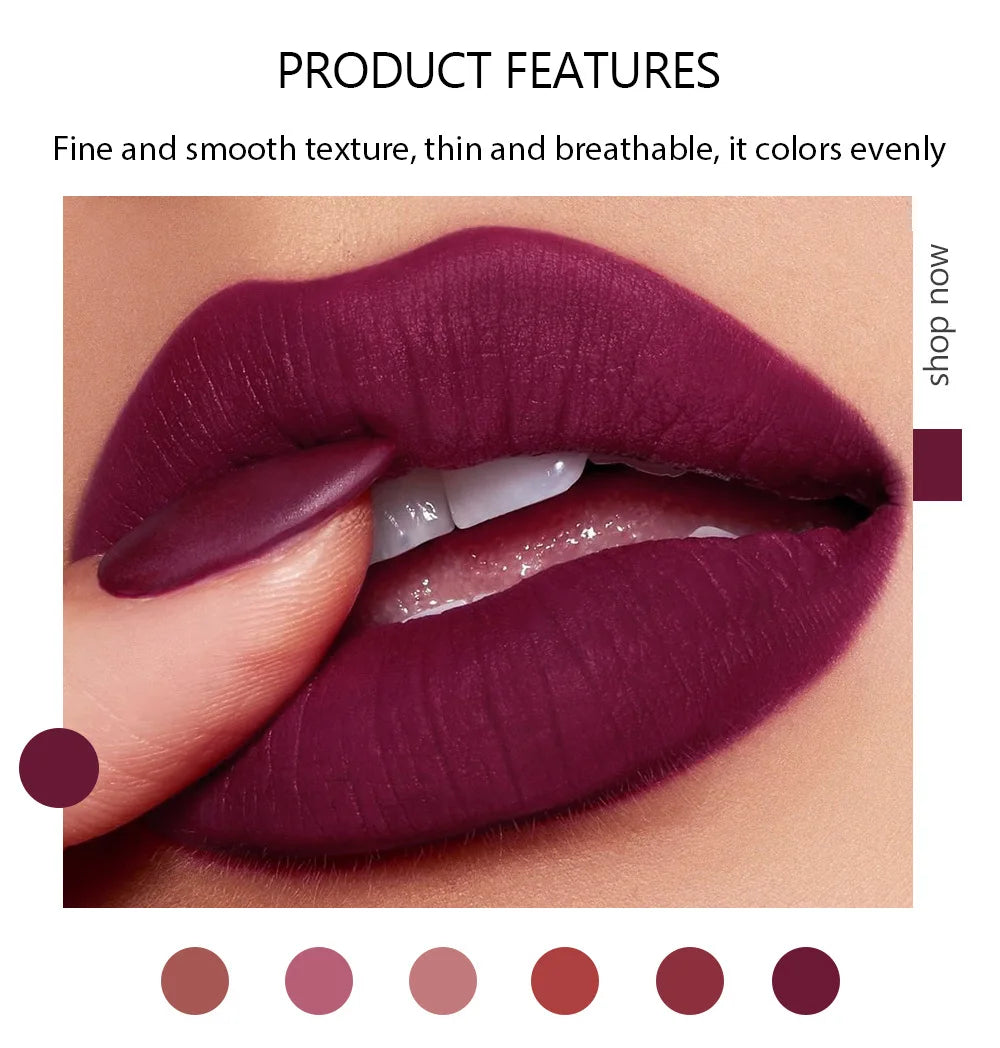 6 Colors Waterproof Nude Matte Lipsticks Long Lasting Lip Stick Not Fading Sexy Red Pink Velvet Lipsticks Makeup Cosmetic Batom