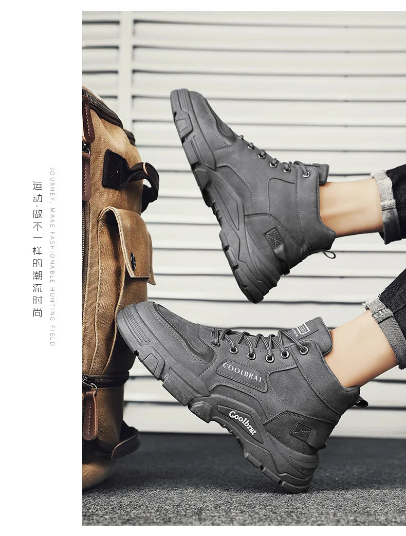 2024 Mens Boots Casual Shoes Winter Leather Designer Luxury Ankle boots Platform Work Safety shoes Sneakers botas para hombre
