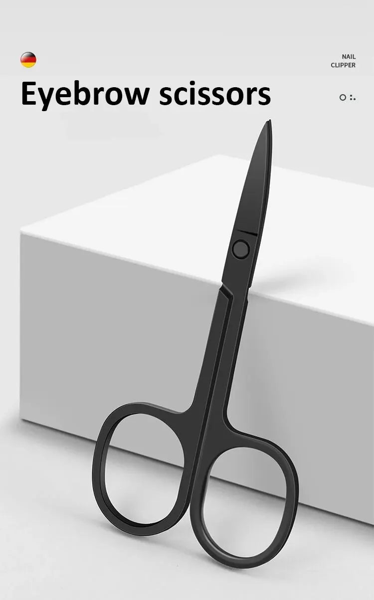 New 6 Pcs Portable Luxury Manicure Sets Pedicure Kits Bright Black Nail Clipper Set Personal Care Tools Eyebrow Scissors