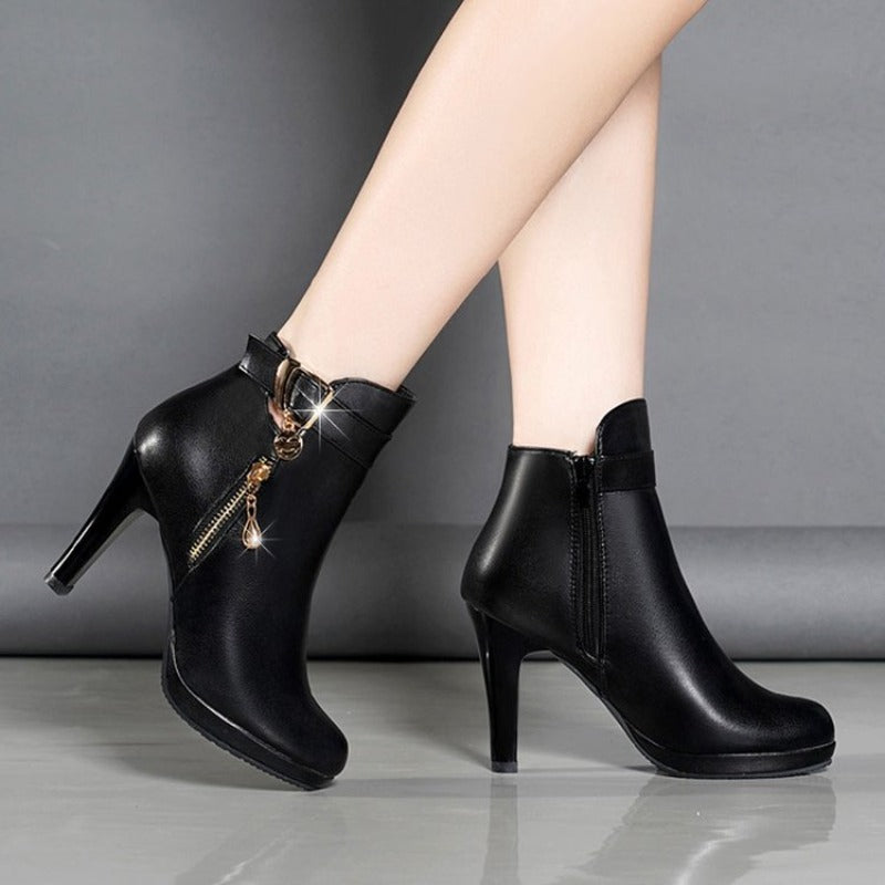 2023 New Fashion Women's Boots Autumn and Winter Ankle Boots Women's Round Toe Thin Heel Zipper Casual Women's Shoes