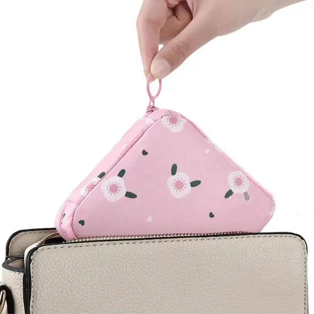 Tamper-Proof Sanitary Pad Tissue Bags Cartoon Change Coin Clip Towel Napkin Credit Card Holder Makeup Organizer Headphone Case