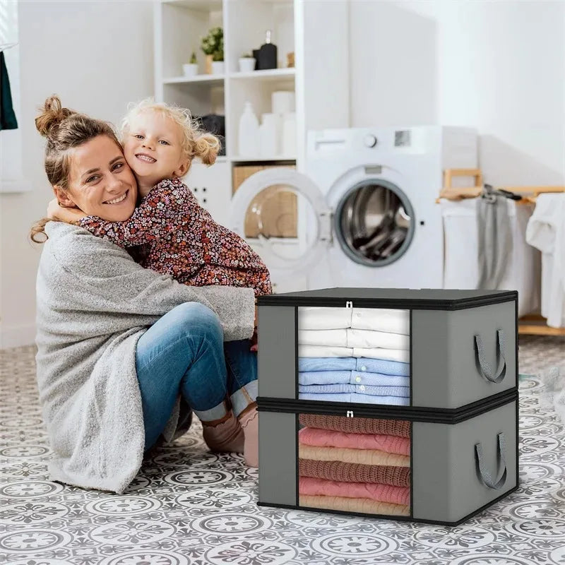 Clothes Storage Bag Folding Nonwoven Storage Bag Portable Large Capacity Storage Bag Dustproof Zip Clothes Quilt Storage Bag