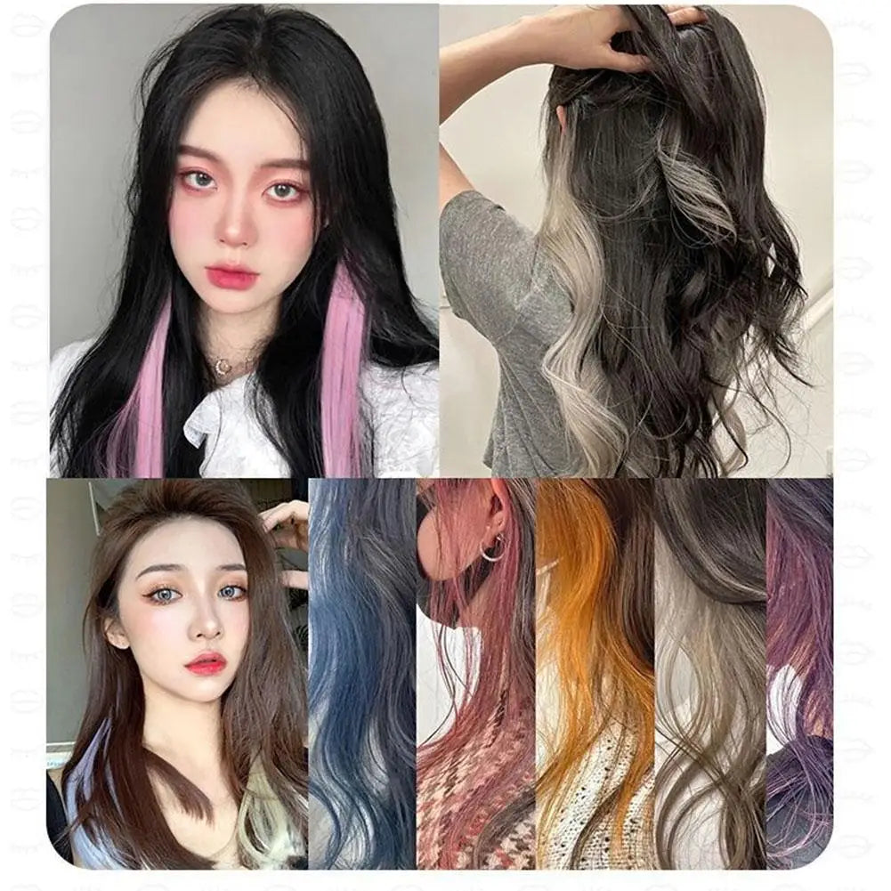 Curled Hair Ear Dye Hair Patches Seamless One Piece Color Highlight Dyed Wig Patch Women's Long Hair Invisible Wig