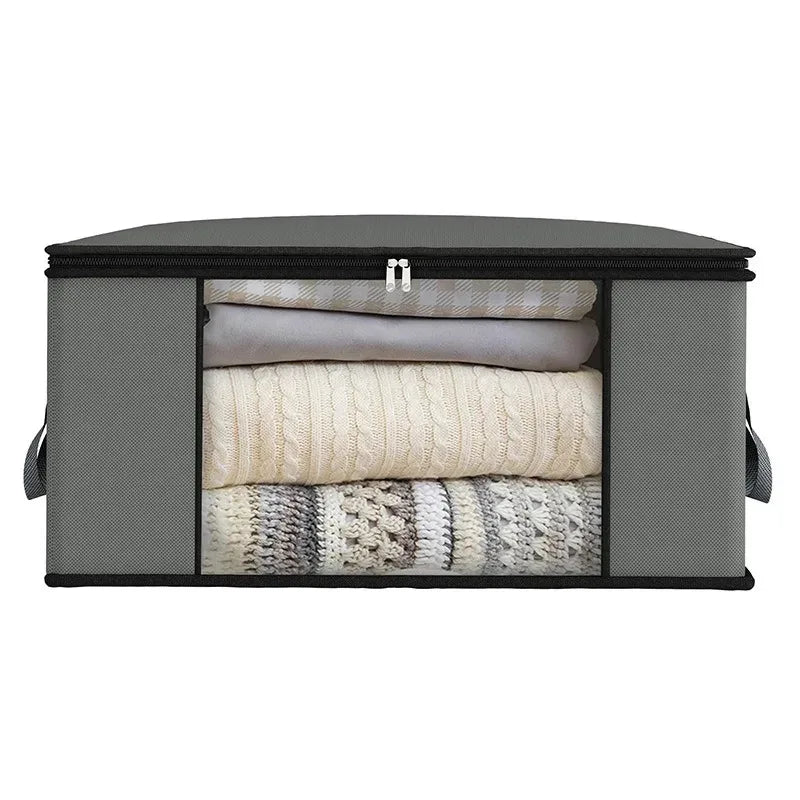 Clothes Storage Bag Folding Nonwoven Storage Bag Portable Large Capacity Storage Bag Dustproof Zip Clothes Quilt Storage Bag