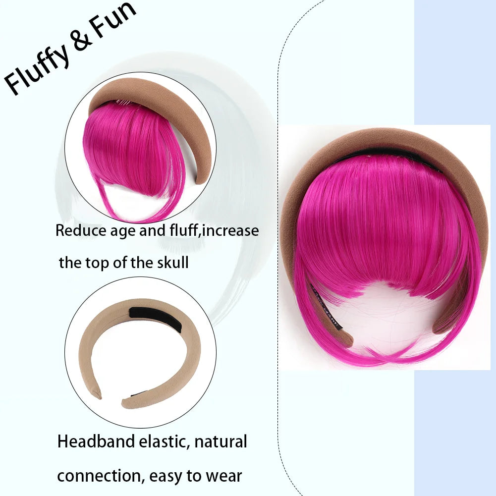 Detachable Magic Paste Headband Synthetic Fake Bangs Hair , Synthetic Wigs Headband  Bangs for Women Girls
