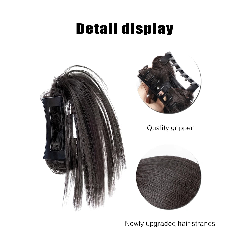 AOSI Synthetic Ponytail Wig Female Long Hair Waterfall Half Stuck High Horsetail Heightened Cranial Top Grasping Clip Wig