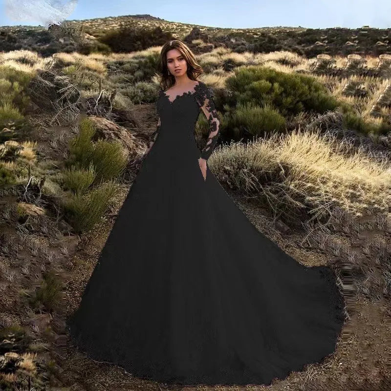 2024 Spring Summer Sexy Refined Handmade Lace Wedding Flower Trailing Large Swing Evening Dress