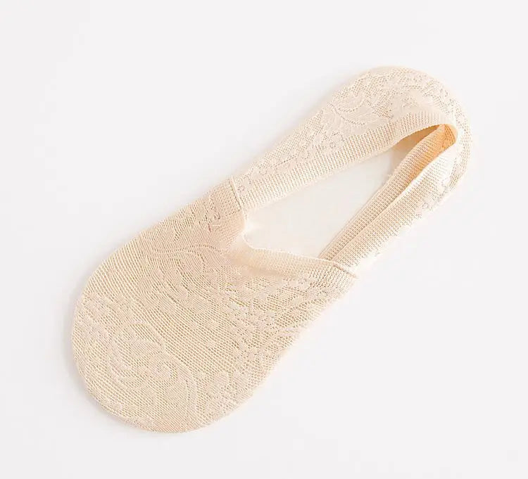 Women Sexy Lace Floral Anklet Socks Breathable Female Basic Summer Invisible Anti Slip Sock Lady Home Floor Slipper Boat Sox