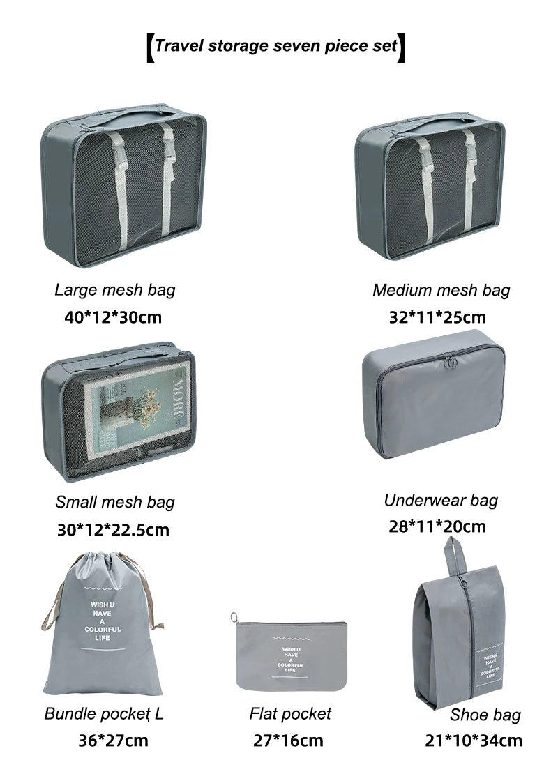 7/8/9 PCS New Set Travel Organizer Storage Bags Large Capacity Suitcase Storage Luggage Clothes Sorting Organizer Set Shoe Pouch