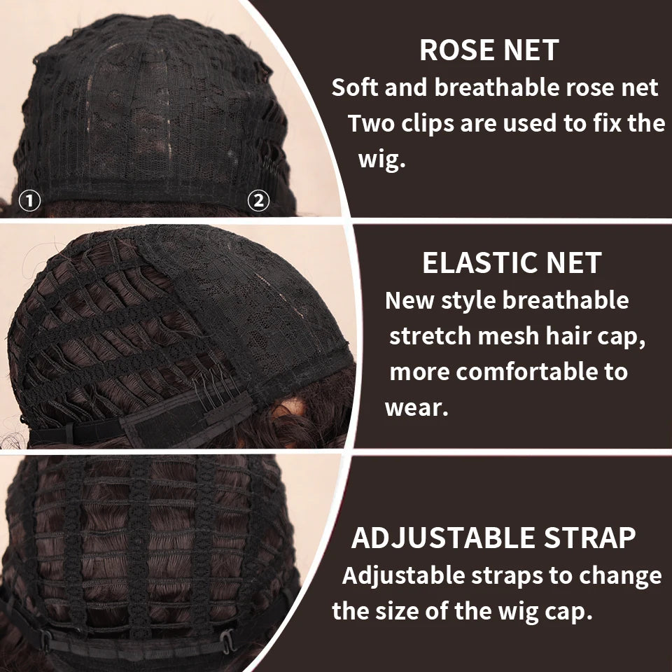 23 Inch Brown Curly Wig with Bangs Long Vintage Hairstyle with Curly Fringe Synthetic Wig for Women Daily Use Party