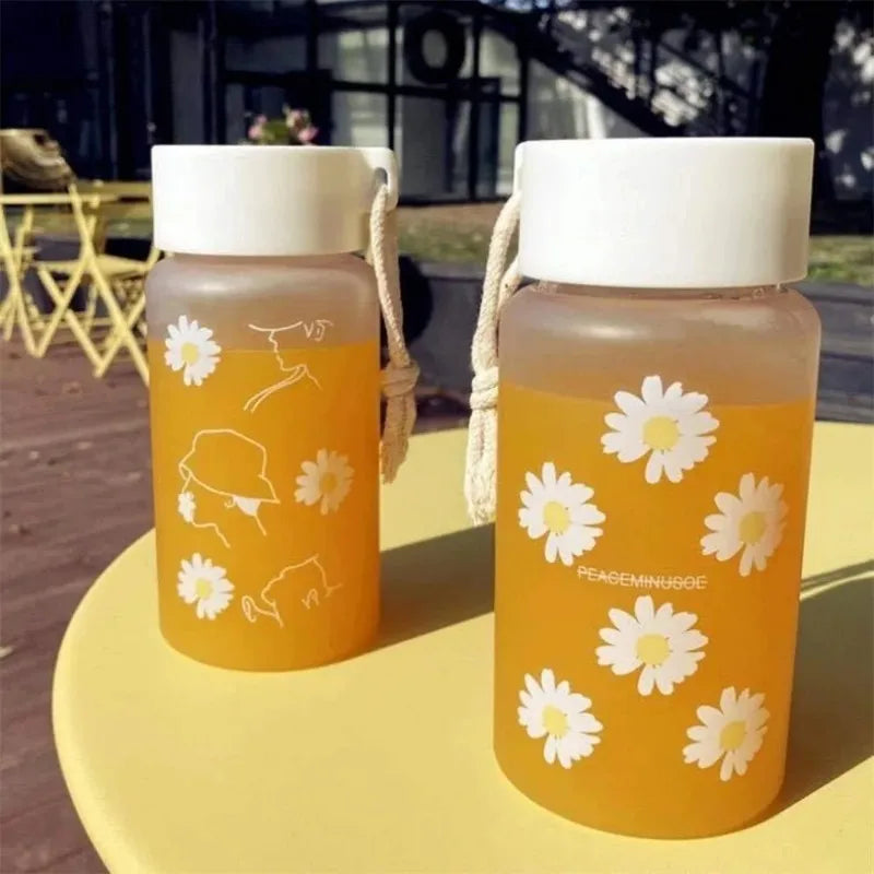 500ml Plastic Transparent Water Bottle  Portable Outdoor Sports Cup Mug Student with Rope