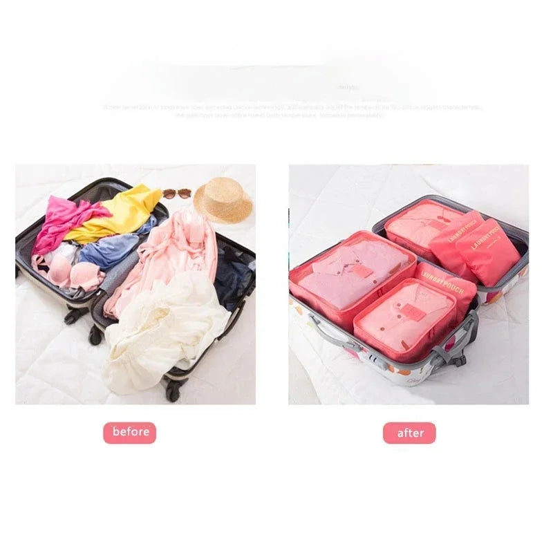 6pcs Travel Storage Organizer Bags Portable Travel Luggage Suitcase Organizer Bags For Women Clothes Shoes Makeup Bag