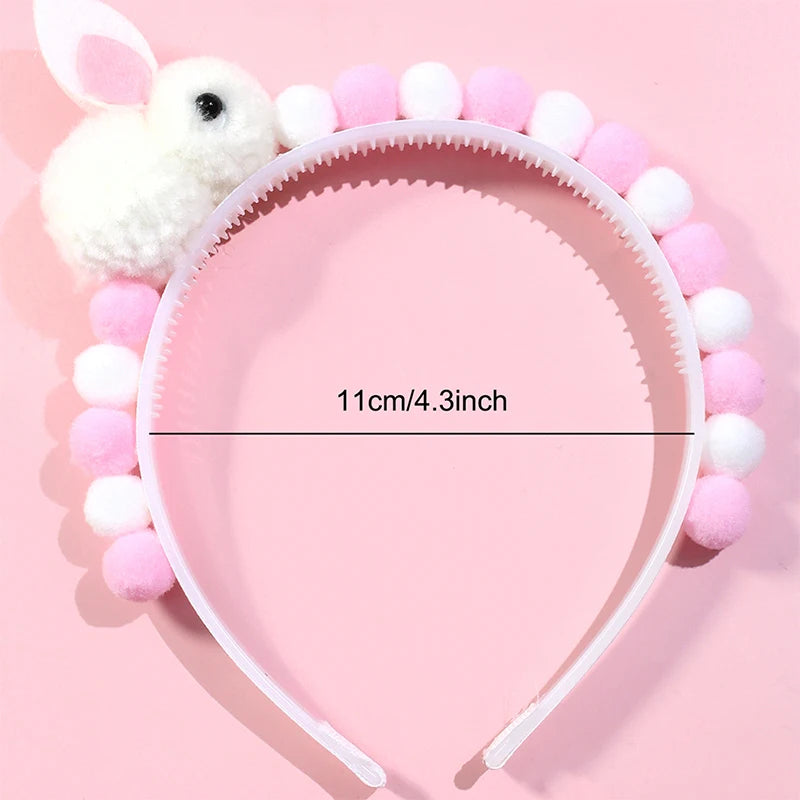 ncmama Kawaii Bunny Headbands Rabbit Hairband for Kids Girls Washing Face Hair Band Plush Ball Hair Hoop Korea Hair Accessories