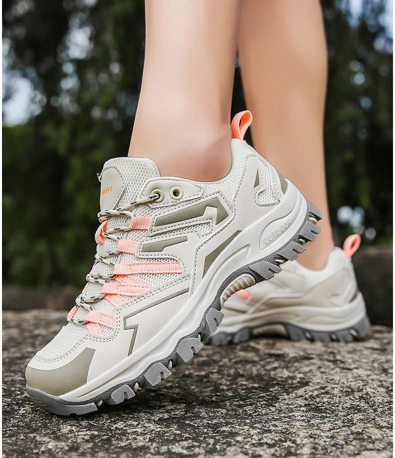 2023 Women Outdoor Casual Shoes Summer Breathable Mesh Hiking Sneakers Female Light Trekking Footwear Flat Fashion Climbing Work